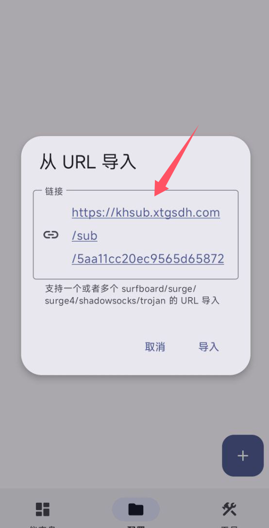 粘贴订阅链接